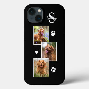 Modern 3 Photo Black Pet Dog iPhone 13 Case