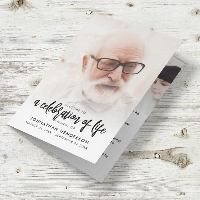 Modern 3-Photo Celebration of Life Program & Bio (Creator Uploaded)