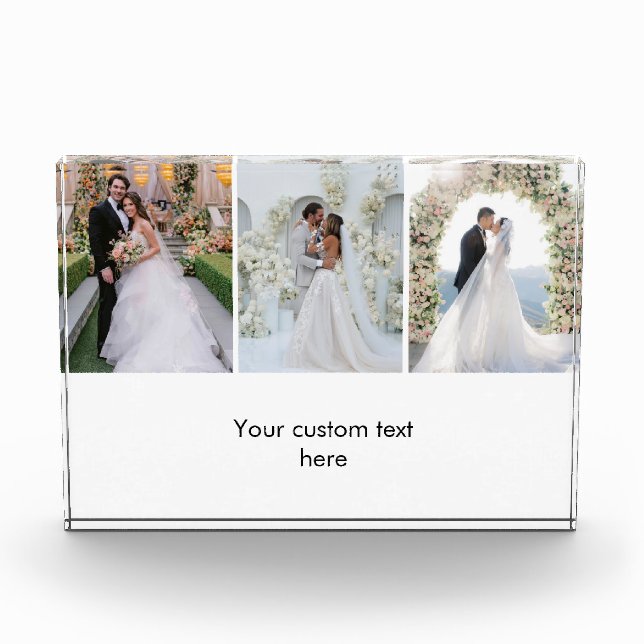 Modern 3 Photo Collage Custom Text Photo Block (Front)