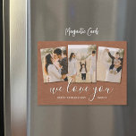 Modern 3 Photo Collage Father's Day Magnetic Card<br><div class="desc">Affordable custom printed Father's Day card magnets personalised with your photos and text. This modern minimalist design features a photo collage with 3 photos and chic script text that reads "We Love You - Happy Father's Day Daddy" or you can customise it with your own special message. Use the design...</div>