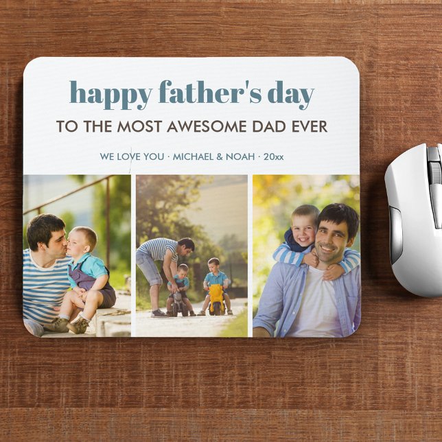 Modern 3 Photo Collage Fathers Day Mouse Pad (Creator Uploaded)