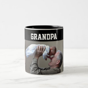 Modern 3 Photo Collage First Grandfather  Mug