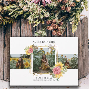 Modern 3 Photo Collage Graduation Invitation