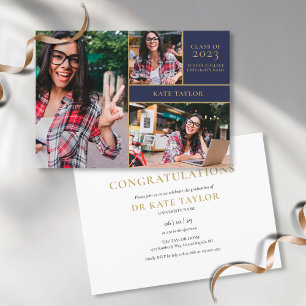 Modern 3 Photo Collage Graduation Party Invitation
