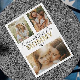 Modern 3 Photo Collage   Happy Mothers Day Holiday Card