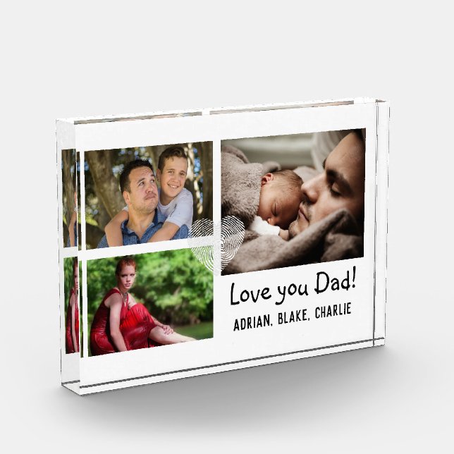 Modern 3 Photo Collage Love You Dad Simple Block (Left)