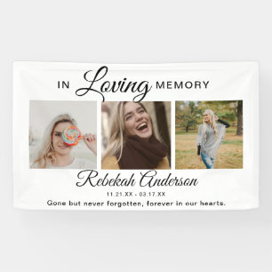 Modern 3 Photo Collage Memorial Banner