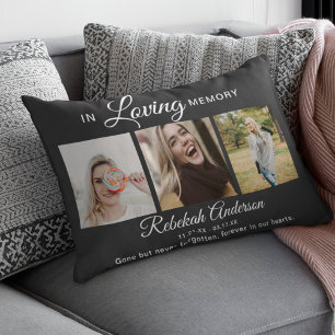 Modern 3 Photo Collage Memorial Decorative Cushion