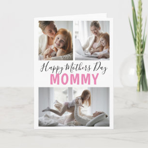 Modern 3 Photo Collage Mummy Mothers Day Card