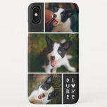 Modern 3 Photo Collage | Pure Love | Black iPhone XS Max Case<br><div class="desc">This modern styled phone case contains 3 photo templates for your favorite photos!   It reads "PURE LOVE" in the bottom right corner and also has a cute little heart embellishment. Great for pet lovers or anyone!</div>
