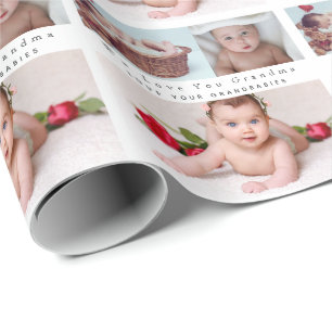 Modern 3 Photo Collage With Text Template Quality Wrapping Paper