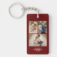 Modern 3 Photo Gallery Keychain