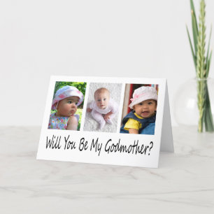 Modern 3 Photo Godmother Proposal Card