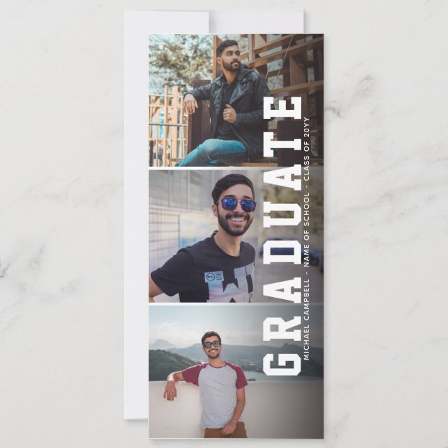 Modern 3 Photo Graduate Graduation Party Invitation (Front)