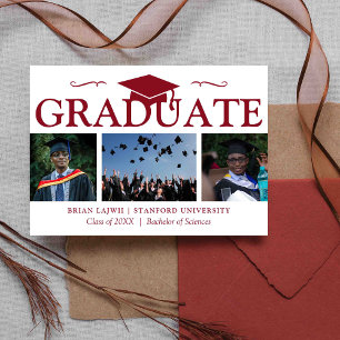 Modern 3 Photo Graduation Announcement