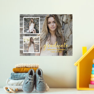 Modern 3 Photo Graduation Foil Prints