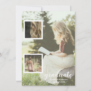 Modern 3 Photo Graduation Invitation
