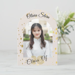 Modern 3 Photo Graduation Invitation  Gold