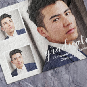 Modern 3 Photo Graduation Jigsaw Puzzle