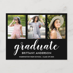 Modern 3 Photo Graduation Party Invitation