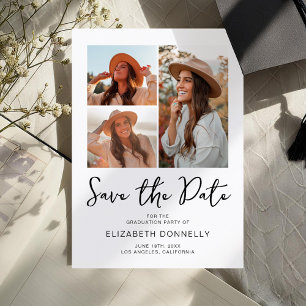 Modern 3 Photo Graduation Save The Date