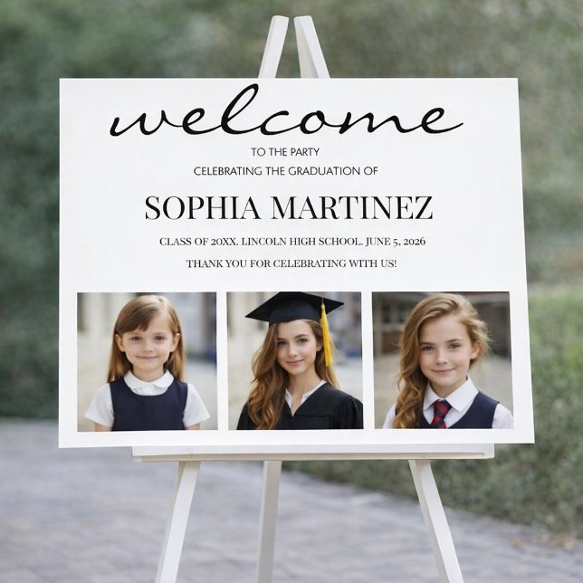 Modern 3 Photo Graduation Welcome Sign (Creator Uploaded)