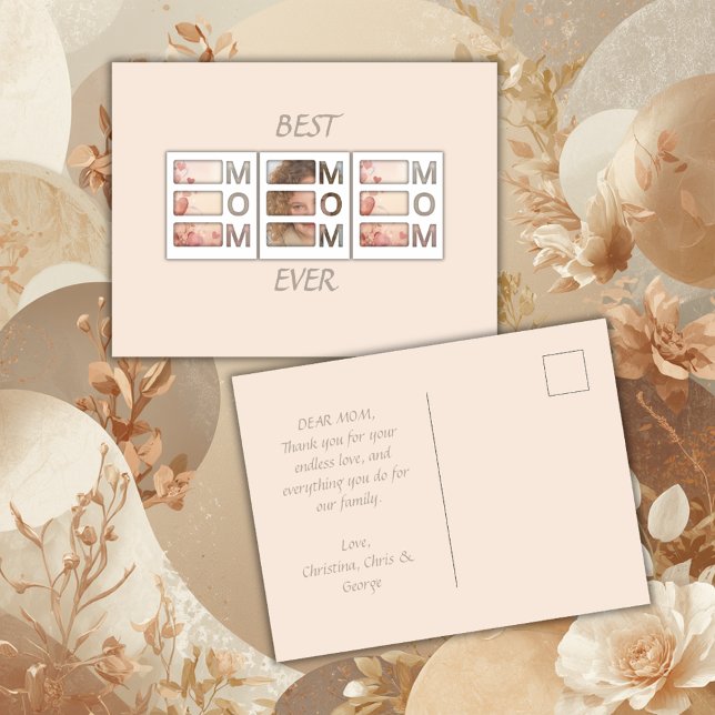 Modern 3 Photo Grid Moms day Keepsake Postcard (Creator Uploaded)