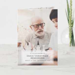 Modern 3-Photo Handwritten Script Folded Funeral Program