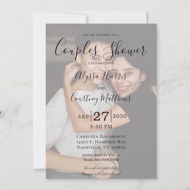 Modern 3 Photo LGBTQ Couples Shower Invitation (Front)