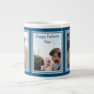 Modern 3 Photo Love You Daddy Happy Father's Day Large Coffee Mug