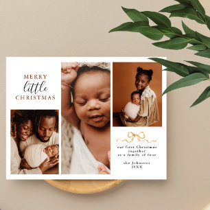Modern 3 Photo Merry Little Christmas Postcard