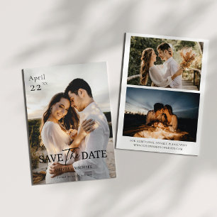 Modern 3 Photo Minimalist Boho Save the Date
