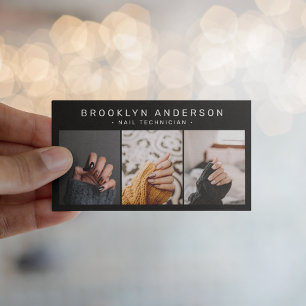 Modern 3 Photo Nail Artist Tech Business Card