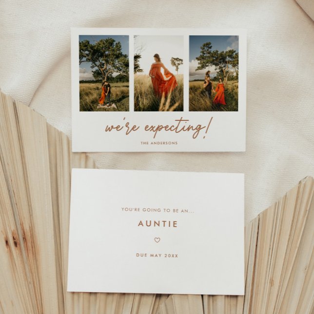 Modern 3-Photo New Auntie/Grandparents Pregnancy Announcement (Creator Uploaded)