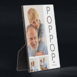 Modern 3 Photo Poppop Plaque<br><div class="desc">A modern photo collage keepsake plaque,  perfect asa gift for Fathers day,  birthday,  christmas or any other occassion. The photo plaque features 3 photos,  a bold font in grey which reads 'POPPOP' and 'EST: 20XX.</div>