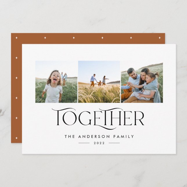 Modern 3 photo rust arch together typography (Front/Back)