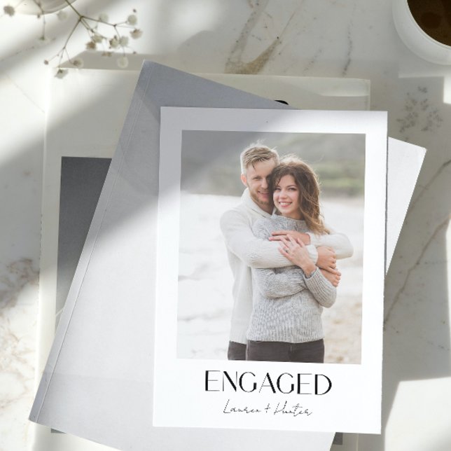 Modern 3 Photo Script QR Code Engagement Party Announcement (Engaged & Excited! Join Us for the Party 🥂💍 [Personalize Here])