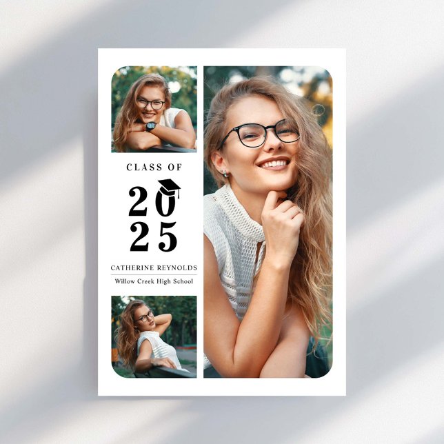 Modern 3 Photos Graduation Announcement  (Creator Uploaded)