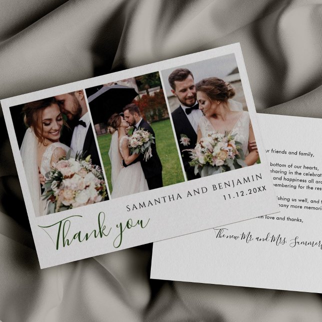 Modern 3 Photos Wedding Thank You Card (Creator Uploaded)