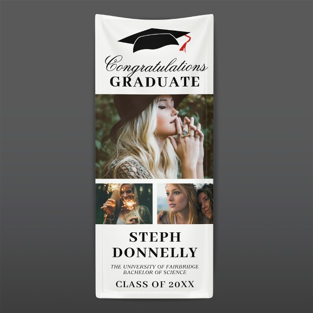 Modern 3 Picture Graduation Party Banner (Creator Uploaded)