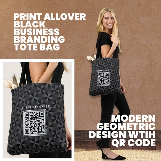 Modern 3D Black Professional Business QR Code Tote Bag (Creator Uploaded)