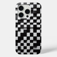 Modern 3D Black & White Chequerboard Phone Case