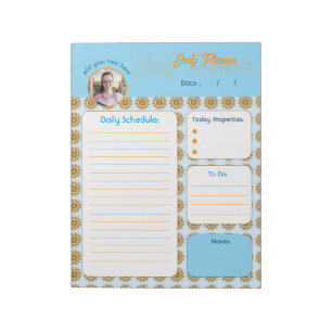 Modern 3D Blush Orange Floral Mandala Daily To Do Notepad
