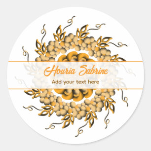 Modern 3D Blush Orange Floral Mandala Doodle Classic Round Sticker