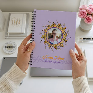 Modern 3D Blush Orange Floral Mandala Doodle Photo Notebook