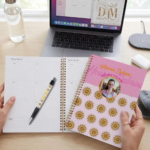 Modern 3D Blush Orange Floral Mandala Doodle Photo Planner