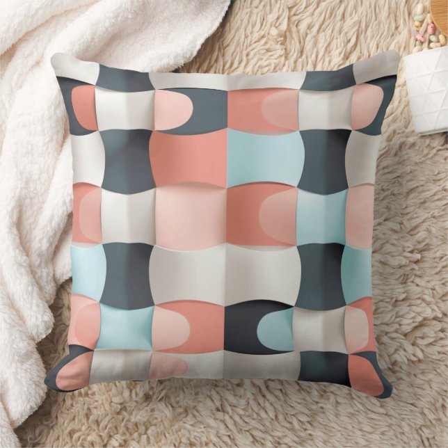 Modern 3D Curved Geometric Illusion Pattern Cushion (Blanket)