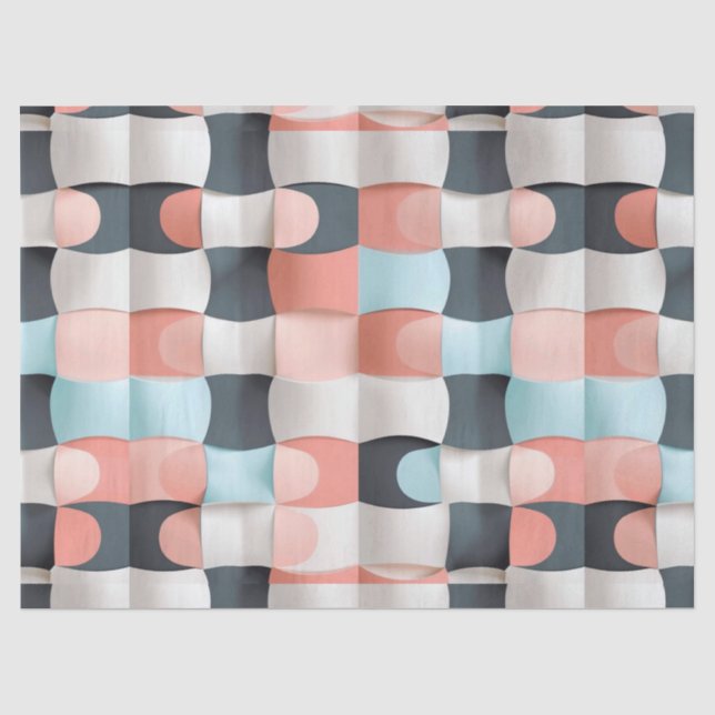 Modern 3D Curved Geometric Illusion Pattern Tissue Paper (Front)