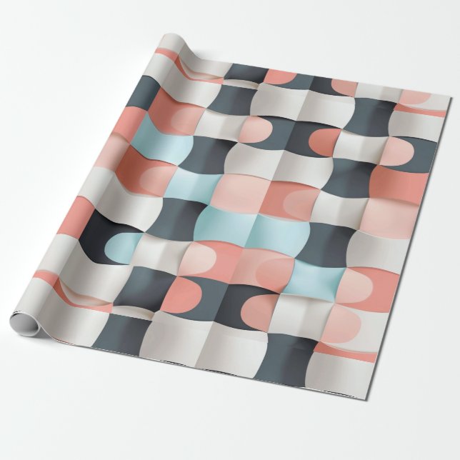 Modern 3D Curved Geometric Illusion Pattern Wrapping Paper (Unrolled)