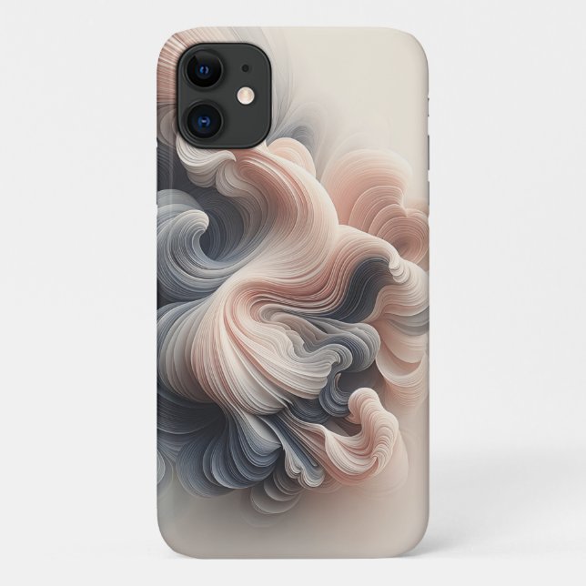 Modern 3D Fluid Abstract Swirls Elegant Soft Pink Case-Mate iPhone Case (Back)